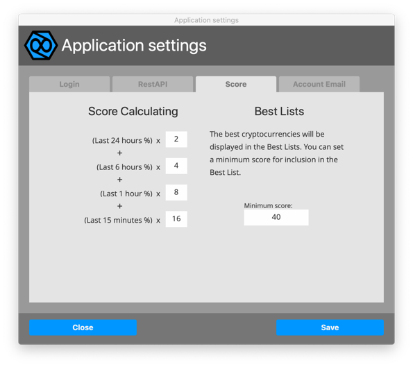 score settings